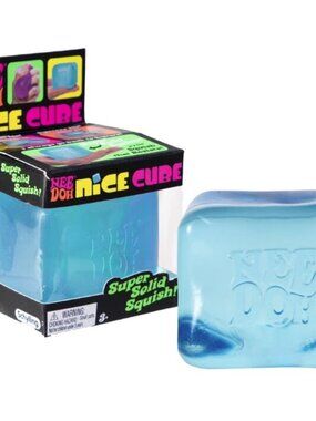 🆕🧊 NeeDoh Nice Cube SQUISHY Toy – Blue Stress Relief Square by Schylling 💙